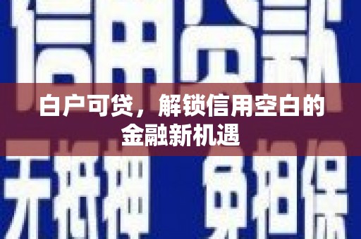 雷山白户可贷，解锁信用空白的金融新机遇