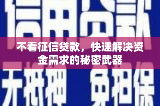 雷山不看征信贷款，快速解决资金需求的秘密武器